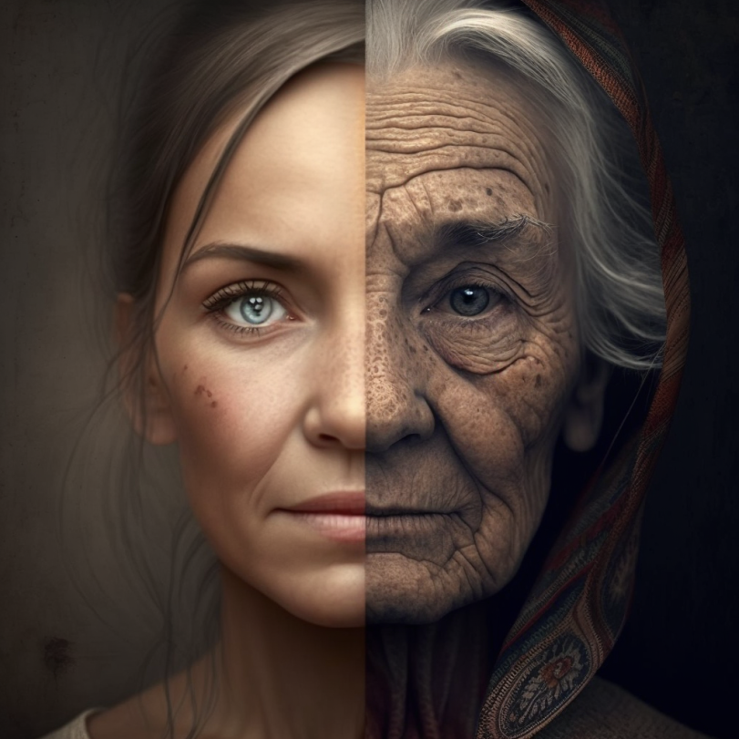Gesicht einer jungen & alten Frau